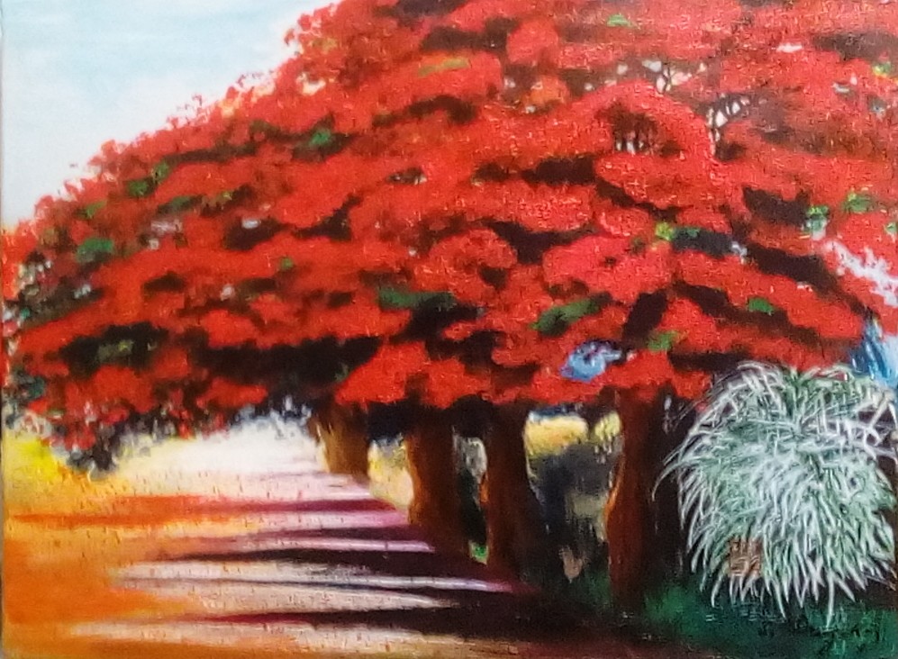 "Arbre parasol rouge "